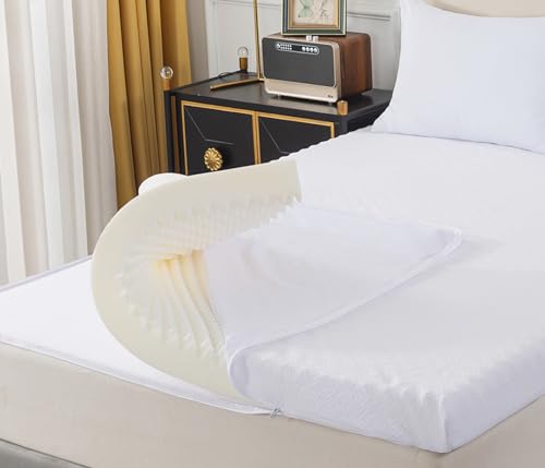 WhatsBedding 3 Inch Memory Foam Mattress Topper Twin Size with Cooling Cover, Memory Foam Bed Topper with Removable & Washable Cover Rayon from Bamboo for Back Pain (75x39x3in)