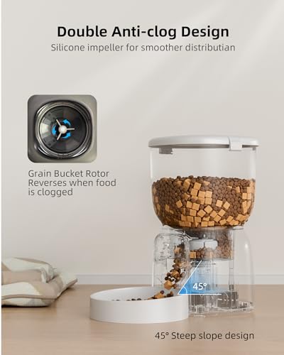 LAMPICK Automatic Cat Feeder with Camera, 1080P HD Video Cat Food Dispenser with Stainless Steel Bowls WiFi Automatic Pet Feeder with 2 Way Audio,Smart App Control