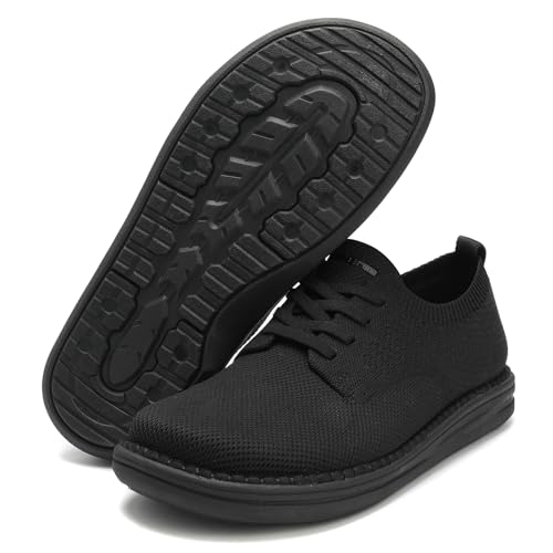 ITAZERO Men's Wide Toe Box Mesh Shoes Casual Big Size Barefoot Walking Shoes with Arch Support Insole for Plantar Fasciitis Black 17