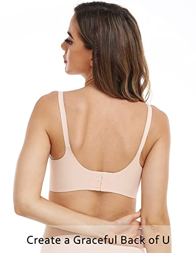 Vinfact Smooth Nursing Bras for Breastfeeding Seamless Maternity Bras for Pregnancy Wireless Bralette with Extra Bra Extender - Small, Beige