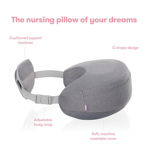 Frida Mom Nursing Pillow, Adjustable Breastfeeding Pillow for Mom & Baby Comfort with Back Support, Customizable Wrap Around Waist Strap, and Pockets for Heat Relief