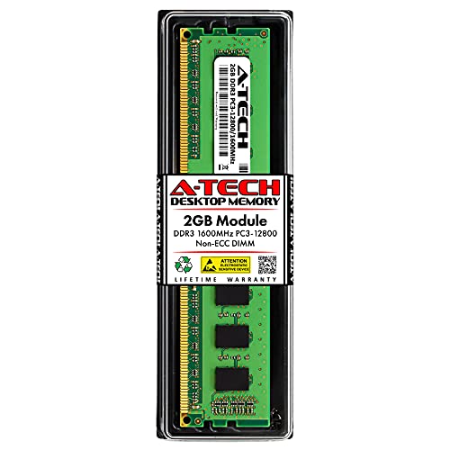 A-Tech 2GB DDR3 1600MHz PC3-12800 CL11 DIMM 240-Pin Non-ECC UDIMM Desktop RAM Memory Module