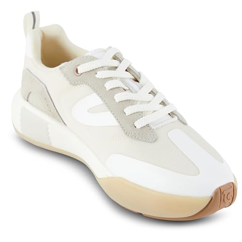 TRETORN Women's A-Volley Sneaker, White/Taupe, 6