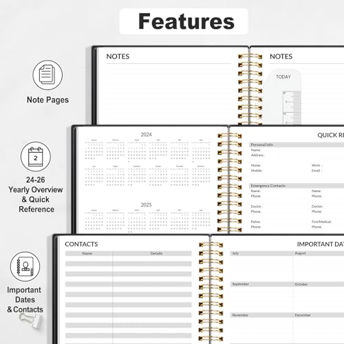 SUNEE Academic Planner 2024-2025 Weekly and Monthly - from August 2024 - December 2025, 6.4"x8.3" School Year Calendar Daily Planner with Monthly Tab, Flexible Cover, Note Pages, Pockets, Bookmark, Spiral Binding, Blushing Abstract Breeze