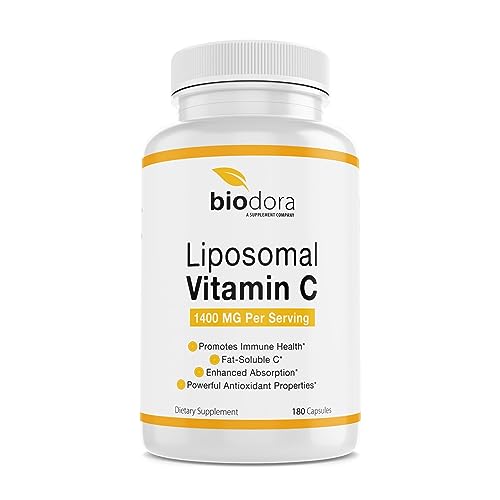 Biodora Liposomal Vitamin C, Healthy Immune System, Supports Heart Health, Enhanced Energy Level, Antioxidant Properties, 1400mg Per Servings, 180 Capsules