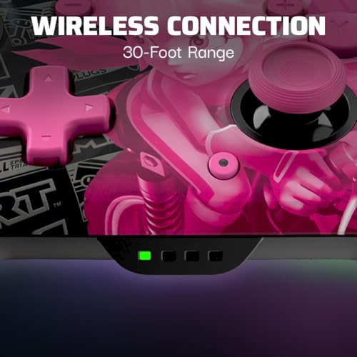PDP REMATCH GLOW Enhanced Wireless Licensed Nintendo Switch Pro Controller, Rechargeable 40 hour battery power, Customizable Gaming Buttons, 30-foot Range: Mario Kart Grand Prix Princess Peach (Pink)
