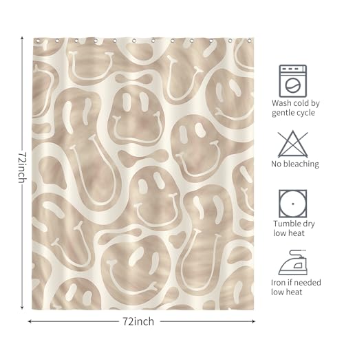 Watbro Retro Hippie Shower Curtain for Bathroom,Cow and Strawberry Shower Curtain,Waterproof Polyester Fabric Bathroom Decor Shower Curtain with 12 Hooks,60x72 Inches,Retro Pink