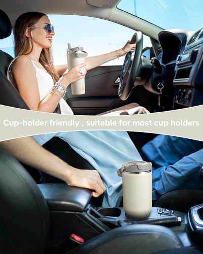 Gpeng 40 oz Tumbler with Handle, Water Bottles with Straw Lid, Insulated Stainless Steel Travel Mug Cup Holder Friendly, Keep Drinks Cold or Hot for 48+ Hours