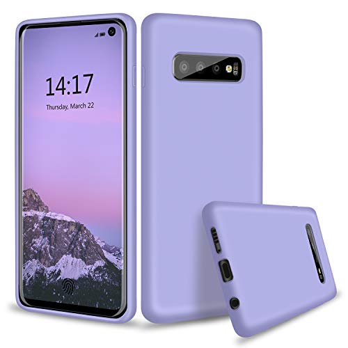 Abitku Compatible with Galaxy S10 Case, Liquid Silicone Microfiber Cloth Lining Full Body Cover with Screen & Camera Protection 6.1 inch 2019, Clove Purple