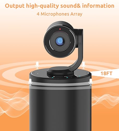 TOUCAN Video Conference Camera with 4 Noise-Cancelling Mics, Speaker, Adjutable Camera, 1080p Detachable USB Webcam Plug and Play Works with Zoom, Microsoft Teams and More, for PC/Mac/Laptop