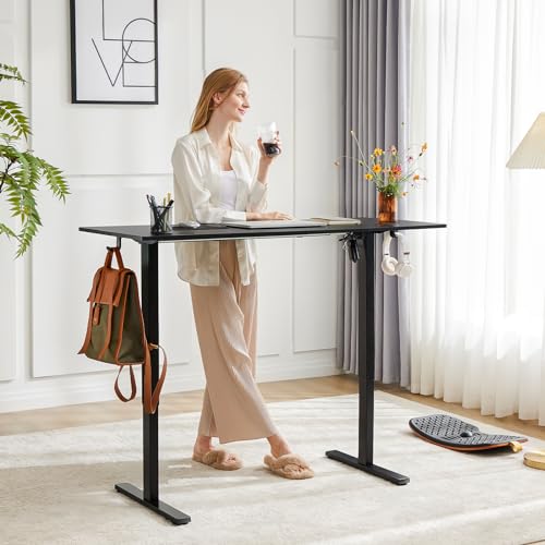 SMUG Standing Desk, Adjustable Height Electric Sit Stand Up Down Computer Table, 40x24 Inch Ergonomic Rising Desks for Work Office Home, Modern Lift Motorized Desktop Workstation, Black