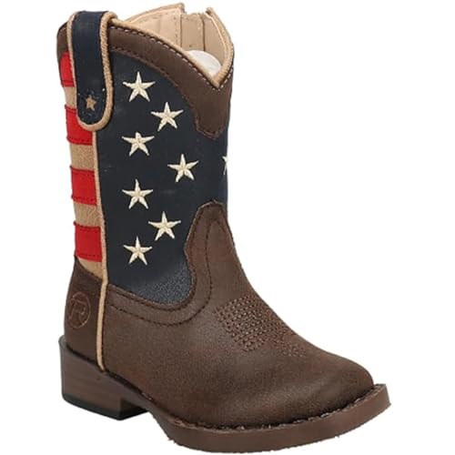 ROPER Kids Boys American Patriotic Square Toe Casual Boots Mid-Calf - Brown - Size 4 M