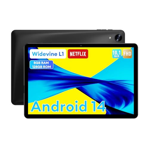 Headwolf Android 14 Tablet 10 inch Tablets, WPad5 Octa Core FHD 1920 * 1200 Display Android Tablet, 8GB RAM + 128GB ROM, Widevine L1 Support, 5500mAh, WiFi Tablet PC