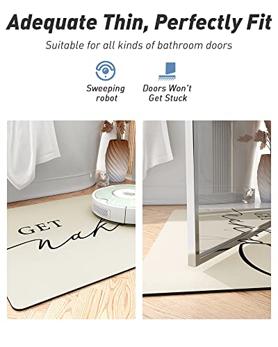 tchdio Bath Mat-Super Absorbent Quick Dry Get Naked Bath Mats for Bathroom Floor Non Slip-Bathroom Mats with Rubber Backing-Ultra Thin Bathroom Rugs Fit Under Door, 17" x 24", Beige