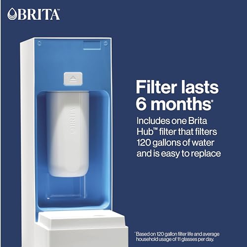 Brita Hub Compact Countertop Water Filter System, 9 Cup Water Reservoir, Includes 6 Month Carbon Block Filter, White, 87344