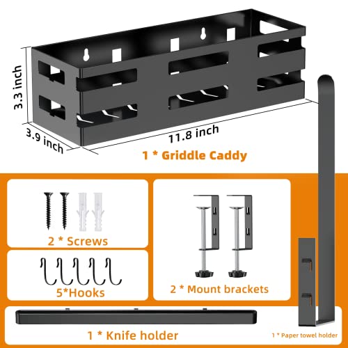 coobest Griddle Caddy for Blackstone 28"/36" Griddle Accessories with Paper Towel Holder & Knife Rack, Grill Accessories Space Saving Grill Tool Holder for Blackstone BBQ Accessories Organizer