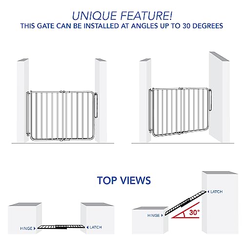 Cardinal Gates SS30 Stairway Special Baby Gate for Stairs - Adjustable Indoor Dog Gate - Aluminum Safety Gate for Kids & Pets - Can be Installed at Angles - 27 to 42.5 Inches Wide - White