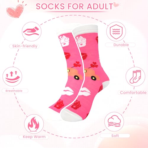 Chicpop 12 Pairs Valentines Day Socks Women Heart Socks Valentine's Day Crew Socks Bulk Novelty Holiday Cute Socks