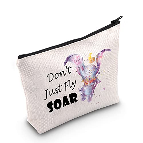 Flying Elephant Inspired Gift Flying Elephant Cosmetic Bag Flying Elephant Lover Gift Don't Just Fly Soar Makeup Zipper Pouch Bag Inspiration Gift for Girls Women (FLY Soar)