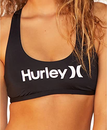 Hurley Women’s Scoop Bikini Racerback Swimsuit Top, X-Small, Black