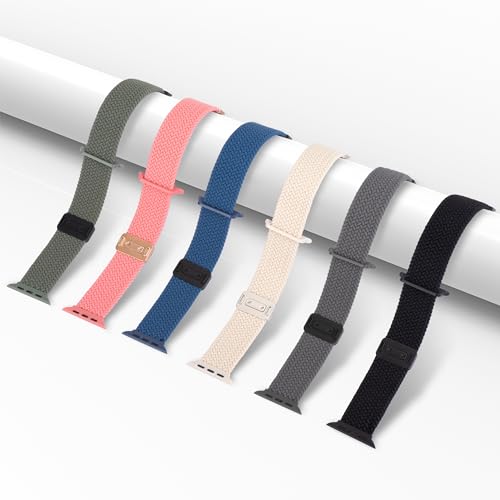 Arae Magnetic Stretchy Watch Band Compatible for Apple Watch Band 49mm 45mm 44mm 42mm, Comfortable Adjustable Straps Wristbands for iWatch Series 9 8 7 6 5 4 SE 3 2 1 Ultra Women Men,Starlight Pink