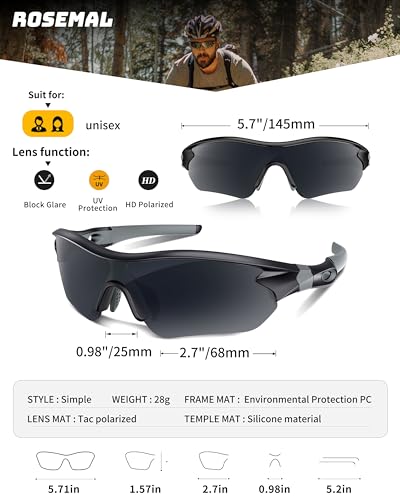 Polarized Sports Sunglasses for Men Women Youth Baseball Running Fishing Tennis Golf Cycling Driving Motor TAC UV400 TR90