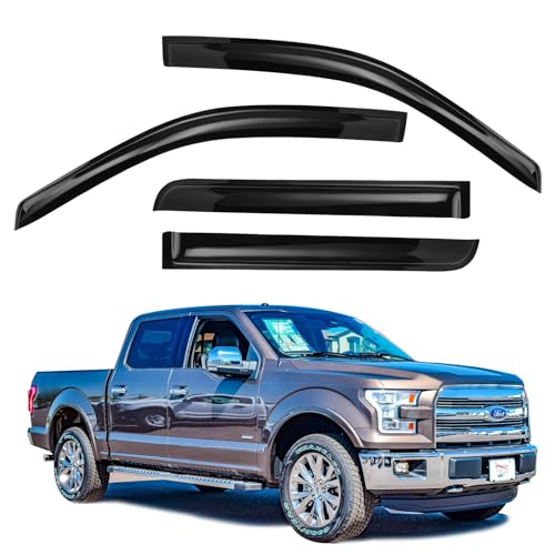 Rain Guards Window Visors for Ford Raptor F-150 Super Crew Cab 2004-2008, Side Window Deflectors, Wind Deflectors, Weather Protection Visors - Premium Ford Raptor Accessories