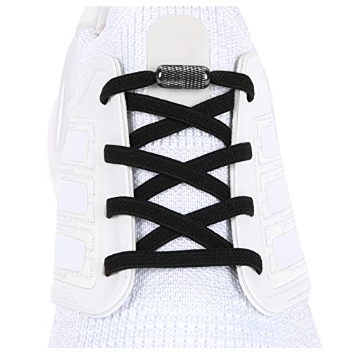 ZHENTOR Elastic Shoe Laces, Elastic No Tie Shoelaces for Sneakers, One Size Fits All Adults and Kids Shoes (Dark gray(1 pair))