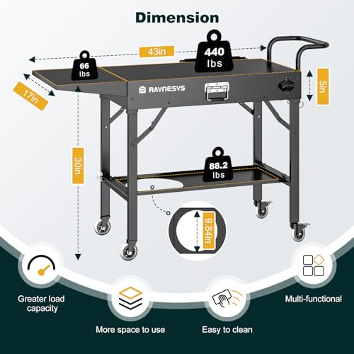 Outdoor Grill Table, Blackstone Griddle Stand, 440lbs Folding Grill Cart, Pizza Oven Table Stand for Onni,Food Prep Table with Wheels for Outdoor BBQ Camp Ninja Woodfire Grill Stand, 31" W x 17" D