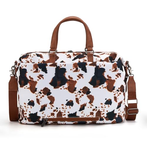 Wrangler Travel Duffle Bag for Women Oversized Cow Print Weekender Bag Overnight Bag WG133-5110BK