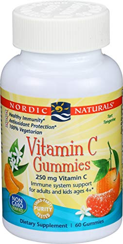 Nordic Naturals Vitamin C Gummies, Tart Tangerine - 60 Gummies - 250 mg Vitamin C - Immune Support, Antioxidant Protection, Child Growth & Development - Non-GMO, Vegan - 30 Servings