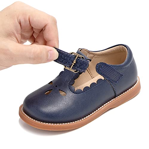 GINFIVE Toddler Girls Dress Shoes Little Kids Flats School Mary Janes Black Shoes Size 7