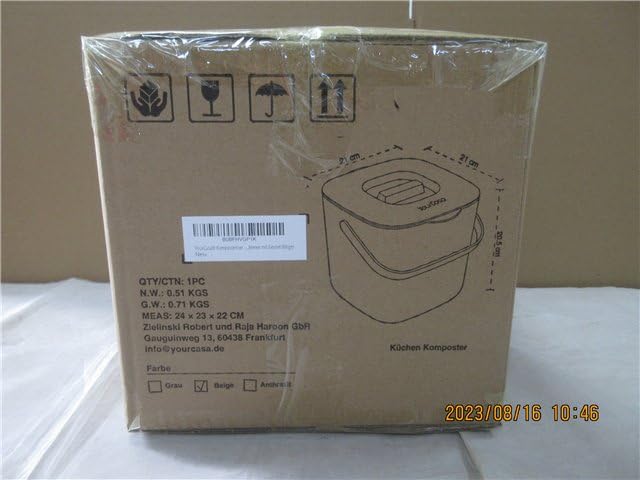 YourCasa® Compost bin Kitchen Counter with lid -1.85 Gallon - Countertop Compost bin - Composting Bin Dishwasher Safe - Odour Proof - Inner Sieve - Indoor Compost bin Kitchen composter (Beige)