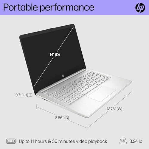 HP Newest Essential 14 Everyday Laptop with Free AI-Powered Microsoft 365, 16GB RAM, 640GB Storage(512GB PCIe SSD and P-100 128GB External Drive), Intel 4-Core Processor, 14" HD Display, Windows 11