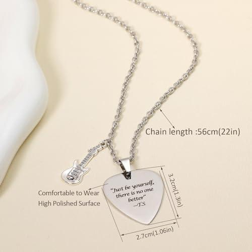 DAILI Quotes Guitar Pick Necklace, Stainless Steel Necklace for Men Women Taylor Music Lover Eras Tour Outfits Jewelry Accessories Inspired Fans Gift Inspiration Necklace For Boy/Girl/Music Lovers,