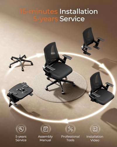 CAPOT Ergonomic Office Chair 400lbs Capacity - 3.9-inche Cushion and Tall Back Computer Desk Chair Breathable Mesh - Comfortable Swivel Office Chair with Adjustable Lumbar Support