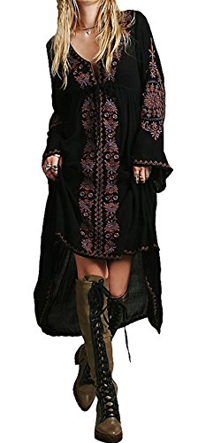R.Vivimos Womens Cotton Embroidered High Low Long Dresses Small Peach