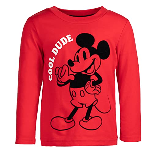 Disney Mickey Mouse Little Boys 2 Pack Long Sleeve T-Shirts Black/Red 7-8