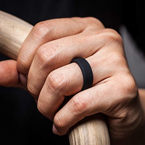 ThunderFit Men Breathable Air Grooves Silicone Rings Wedding Bands 8mm Wide 2.4mm Thick - 1/2/3/4/6/7 Variety Multipack (Pack M - Size 5.5-6 (16.5mm))