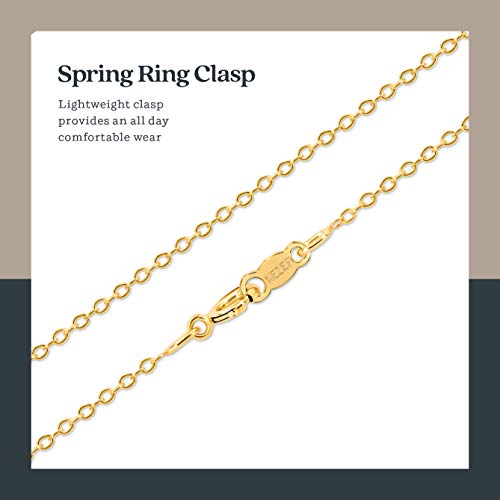 KEZEF 14K Gold Plated Sterling Silver Necklace for Women: Thin Cable Chain - 16 Inch Short/Choker Length Gold Chain for Women