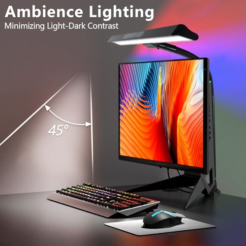 Upgraded Desk Lamp with RGB Backlight,24W Architect Desk Lamps for Home Office,Tall Desk Light with Clamp,60"Timer,25 Lighting Modes,Eye Caring Swing Arm Desk Lamp for Monitor PC,Gaming,Study,Work