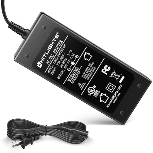HitLights 24V Power Supply, 2.5A 60W Adapter Transformer UL Listed, 100V-240V AC to 24V DC Converter with 5.5 x 2.1mm DC Plug ＆ AC Cord for LED Strip Lights and Other Low Voltage Devices