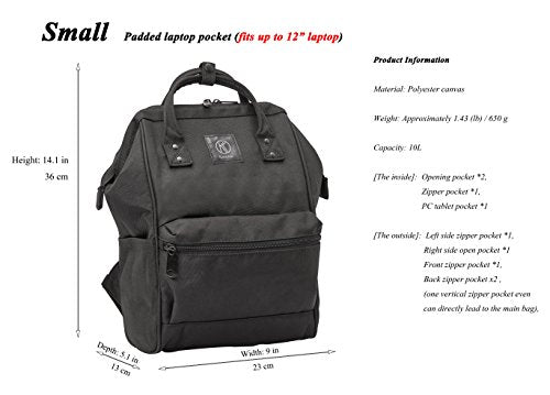 Kah&Kee Polyester Travel Backpack Functional Anti-theft School Laptop for Women Men (Navy, Medium)