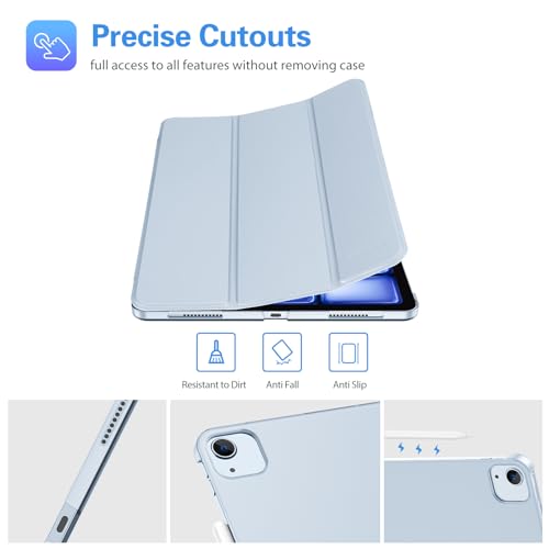 ProCase Smart Case for iPad Air 13 Inch Case 2024 M2, Slim Stand Translucent Hard Back Shell Smart Folio Cover Support Auto Wake/Sleep for iPad Air 13" 2024 Air M2 -Airblue