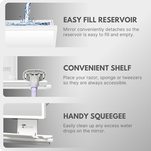 ToiletTree Products Travel Shaving Mirror for Shower Fogless with Squeegee and Travel Bag