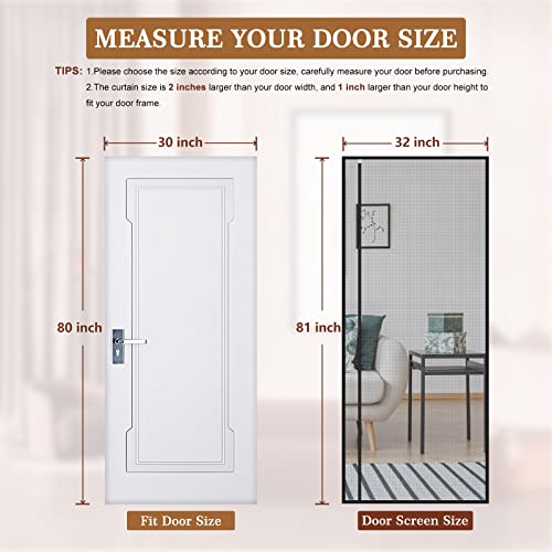 Yotache White Reversible Left Right Side Opening Magnetic Screen Door Fits Door Size 48 x 83, Reinforced Sewing Mesh for Balcony, French, Sliding Glass Door, Actual Screen Size 50" x 84"