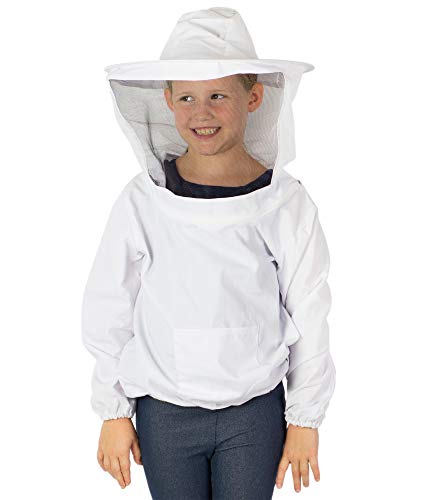 VIVO White Youth Medium Beekeeping Suit, Jacket, Pull Over, Smock with Veil BEE-V105Y