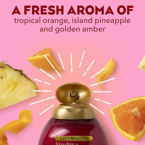 OGX Frizz-Free + Keratin Smoothing Oil Shampoo, 5 in 1, for Frizzy Hair, Shiny Hair, 13 Fl Oz