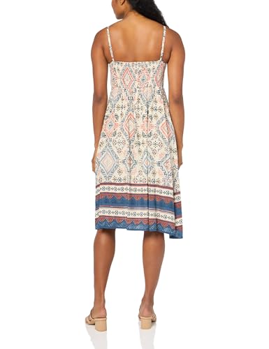 Angie Women's Printed Keyhole Spaghetti Strap Midi Dress, Parchment