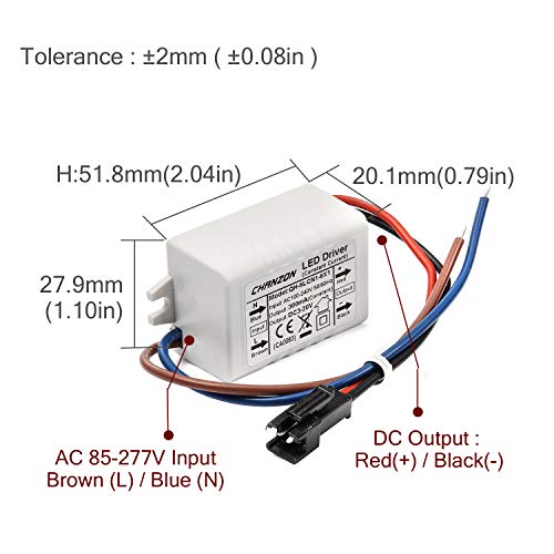 Chanzon LED Driver 600mA (Constant Current Output) 30V-57V (In: 100-240V AC-DC) (10-18)x3W 20W 30W 36W 45W 54W Power Supply 600 mA Lighting Transformer Drivers for High Power COB Chips (Plastic Case)